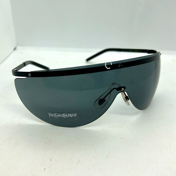 Yves Saint Laurent YSL 2337/S Shield Sunglasses Black Smoke Lenses NWT - Picture 1 of 7